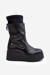 Women's Leather Boots on Thick Platform Maciejka A7161-01 Black