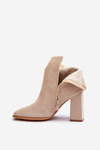 Heeled Suede Lined Boots Beige Lamirena 