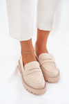 Ladies eco suede moccasins with rhinestones beige Wilamla