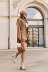 Suede Cowboy Boots On Heel Light Beige Tanner