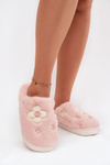 Furry slippers with Flowers Pink Selinne