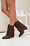 Insulated ankle boots on a heel with a turned-down shaft and buckle brown Ylenara