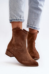 Suede Cowboy Ankle Boots With Low Heel Zazoo 3329 Brown