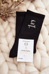 Women's Plain Socks With Black Text