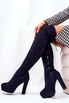 Suede heeled boots Navy blue Minesa