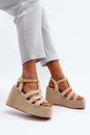 Wedge Sandals with Woven Detail Beige Gnosis