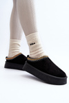 Slippers with Thick Sole in Black Eco Suede Sylva