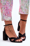 Suede Classic Sandals On Heel Black Tetradi