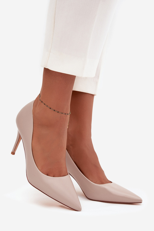 Women's high heels made of eco leather beige Sivana