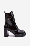 Women's Leather High Boots On Heel Black Lemar Danel