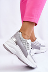 Women's Sport Shoes On The Platform White And Gray Ferrina