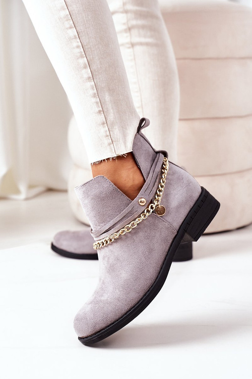 Suede Boots With A Chain Grey Elvira