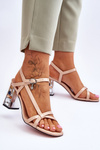 Lacquered Sandals On A Decorative Heel D&A CR-232 Beige