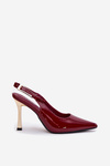 Lacquered Stilettos With Open Heel And Pointed Toes Burgundy Rivori