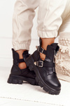 Damskie Botki Workery Na Platformie Czarne Cosmic Love