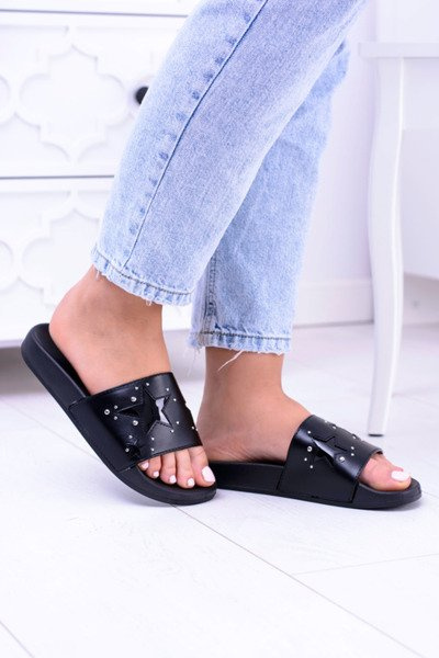 Black Women's Starring Jets Flip Flops Bajela
