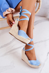 Espadrilles Sandals On A Wedge Blue Terrific