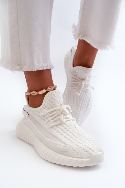 Buty Sportowe Wsuwane Materiałowe Damskie Białe Nelmarie