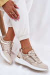 Damskie Sneakersy Buty Sportowe Skórzane Z Zamkiem Beżowe Lilimia