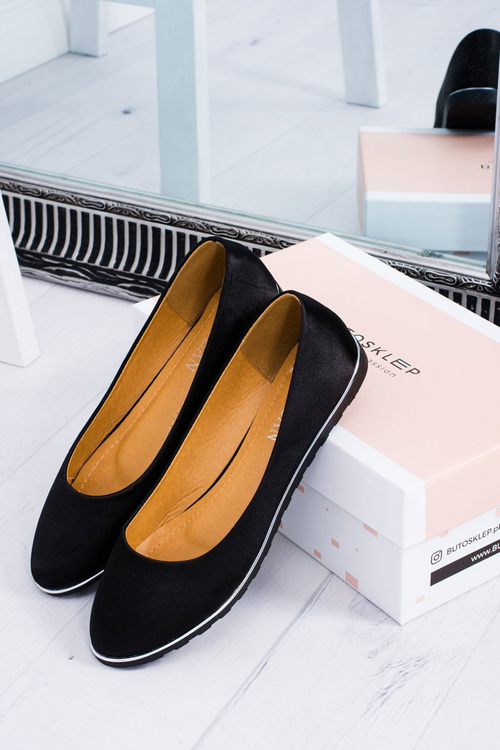 Women's Elegant Satin Black Comiko Ballerinas