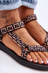 Women's Satin Sport Sandals Black and beige Victory