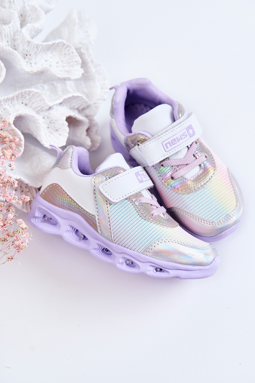 Children's Leather Sports Shoes White-Violet Loopsy