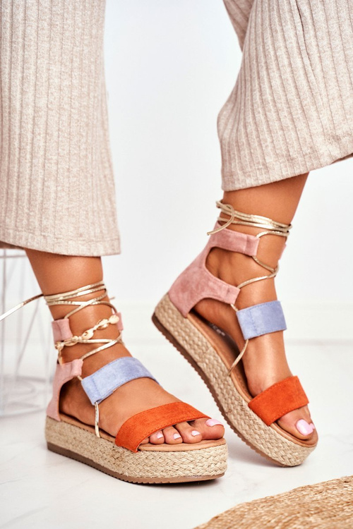 Women's Espadrilles Platform Tied Orange Fuerta