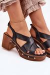 Leather Heeled Sandals Zazoo 1081 Black