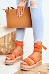 Women's Platform Sandals Tied Orange La Favorite