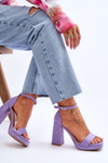 Fashionable Suede Square Heel Sandals Violet Merila