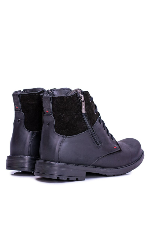 Warmed Leather Men's Boots With Zips Black KOMODO 871