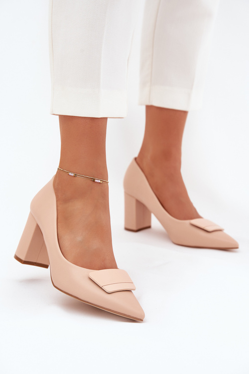 Heels with decoration beige Celira