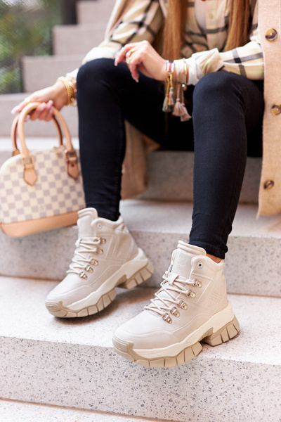 Buty Trekkingowe Wiązane Big Star Beżowe II274331