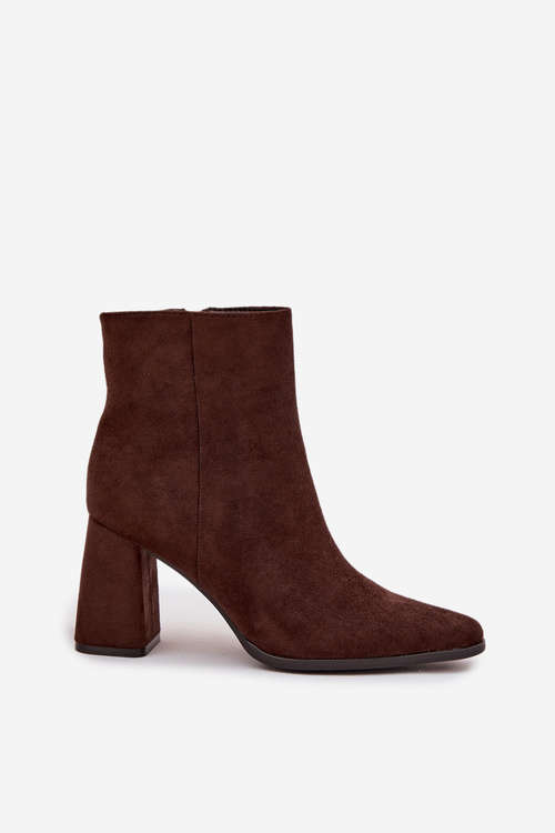 Women's Block Heels Ankle Boots Made of Eco Suede Chocolate Inessa