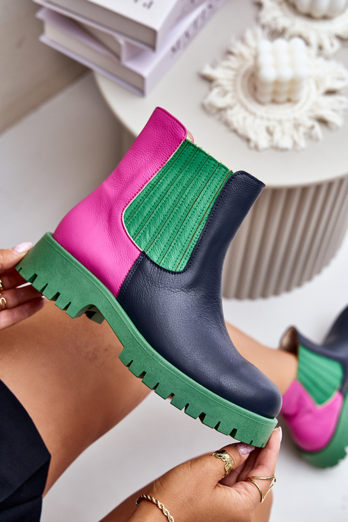 Slip-on Women Boots Flat Heel Leather Lewski 3611 Multicolor