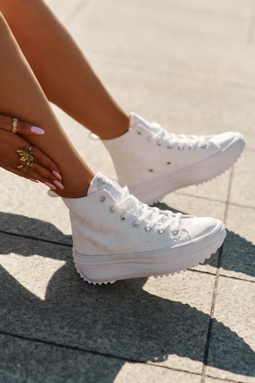 Trampki Damskie Materiałowe Wysokie Białe Lee Cooper LCW-25-31-3461L