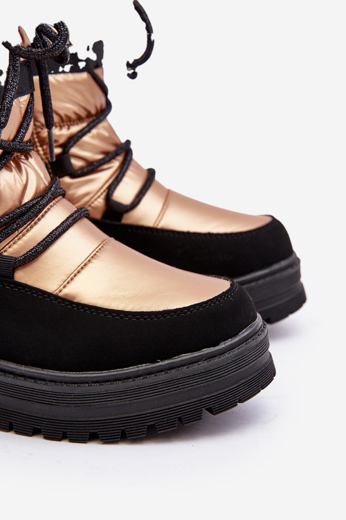 Kids Waterproof Snow Boots Lined With Wool Gold Romaine