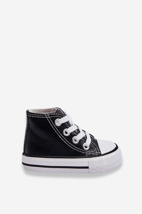 Children's Leather High Sneakers Black and white Marney