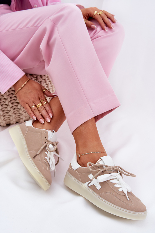 Buty Sportowe Damskie Niskie Beżowe Zelevelis