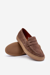 Men's Suede Loafer Shoes Zazoo 1574 Dark Beige