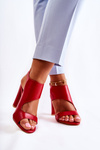 Leather Sandals With A Cut Out Red Maronni