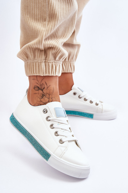 Trampki Niskie Damskie Dżety Biało-Niebieskie Demira