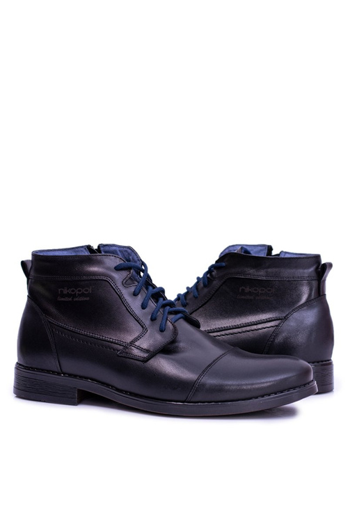Black Men's Leather Boots With Zipper Gregory