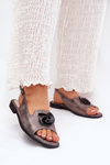 Shimmering Women's Sandals With Decoration S.Barski KV51-006 Gray
