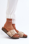 Women's Beige Eco Suede Sandals with Buckle Laeltia