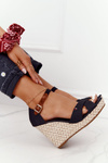 Wedge Sandals With Braids Black Lobos