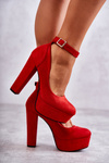 Suede Pumps On The Platform Red Rivia