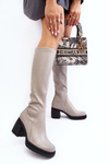 Women's Over-the-Knee Boots with Heels and Faux Fur Grey Sislene