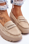 Suede Platform Loafers Light Beige Milana