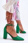 Suede Pumps with Rhinestones Green Diamond 